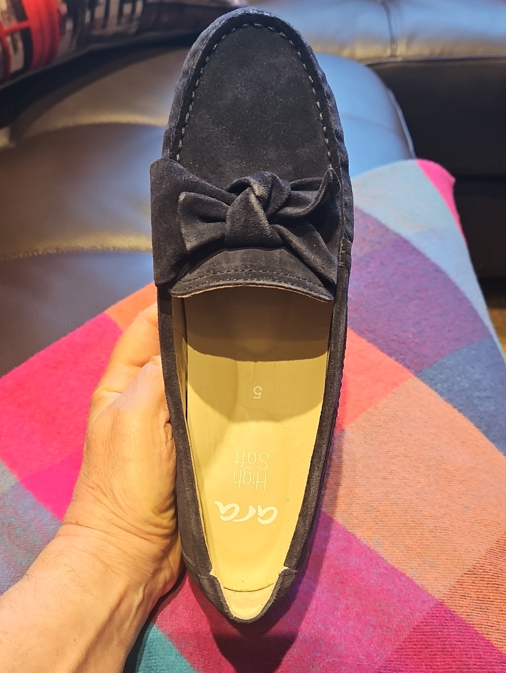 Ara Navy Suede Bow Loafer